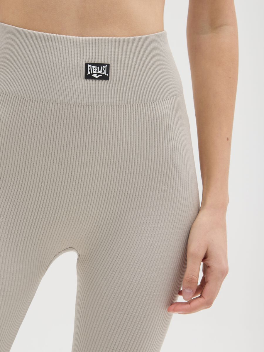 Leggings lunghi grigi a righe regular fit con logo Everlast_3