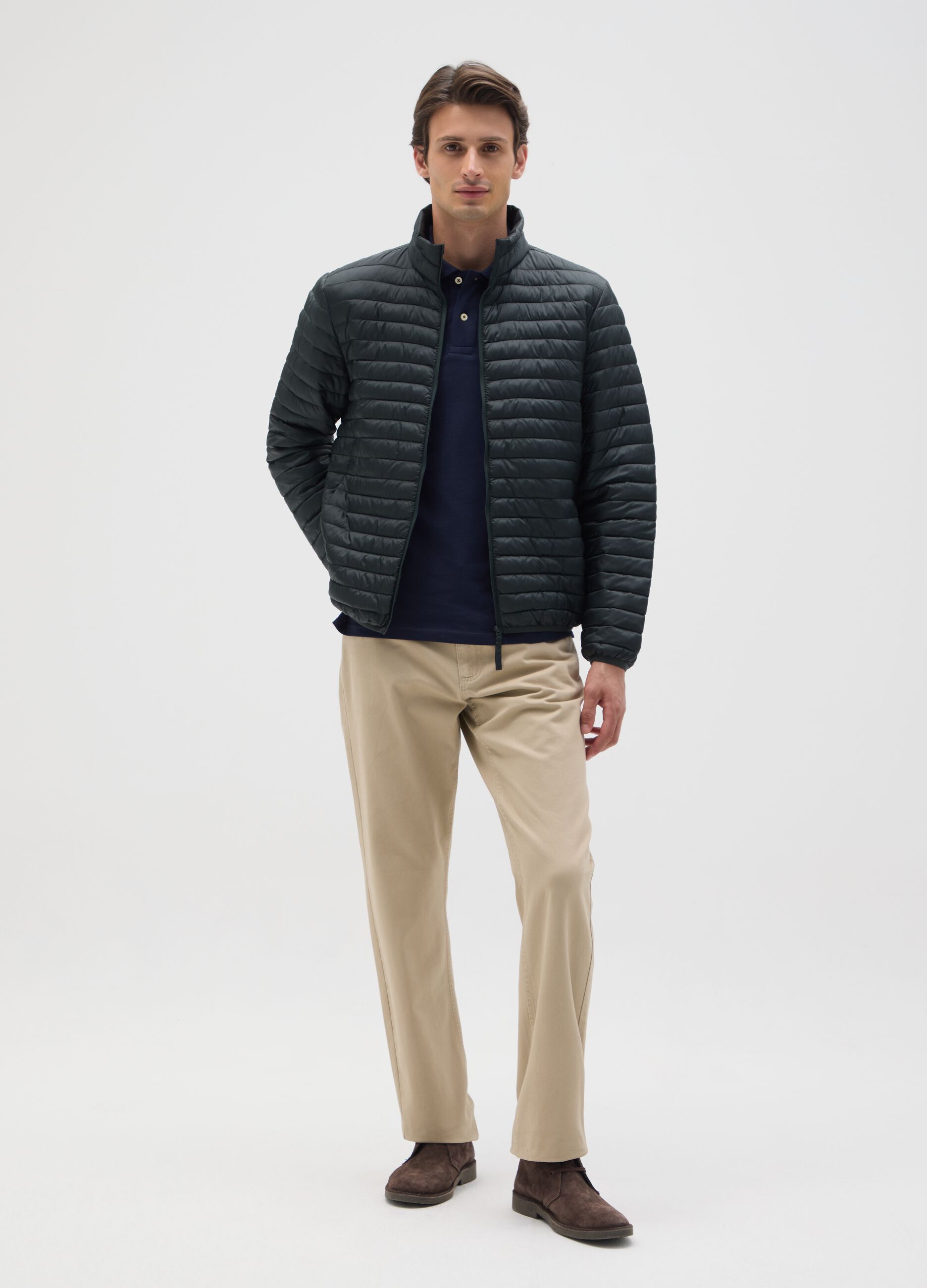 Regular fit black fabric jacket