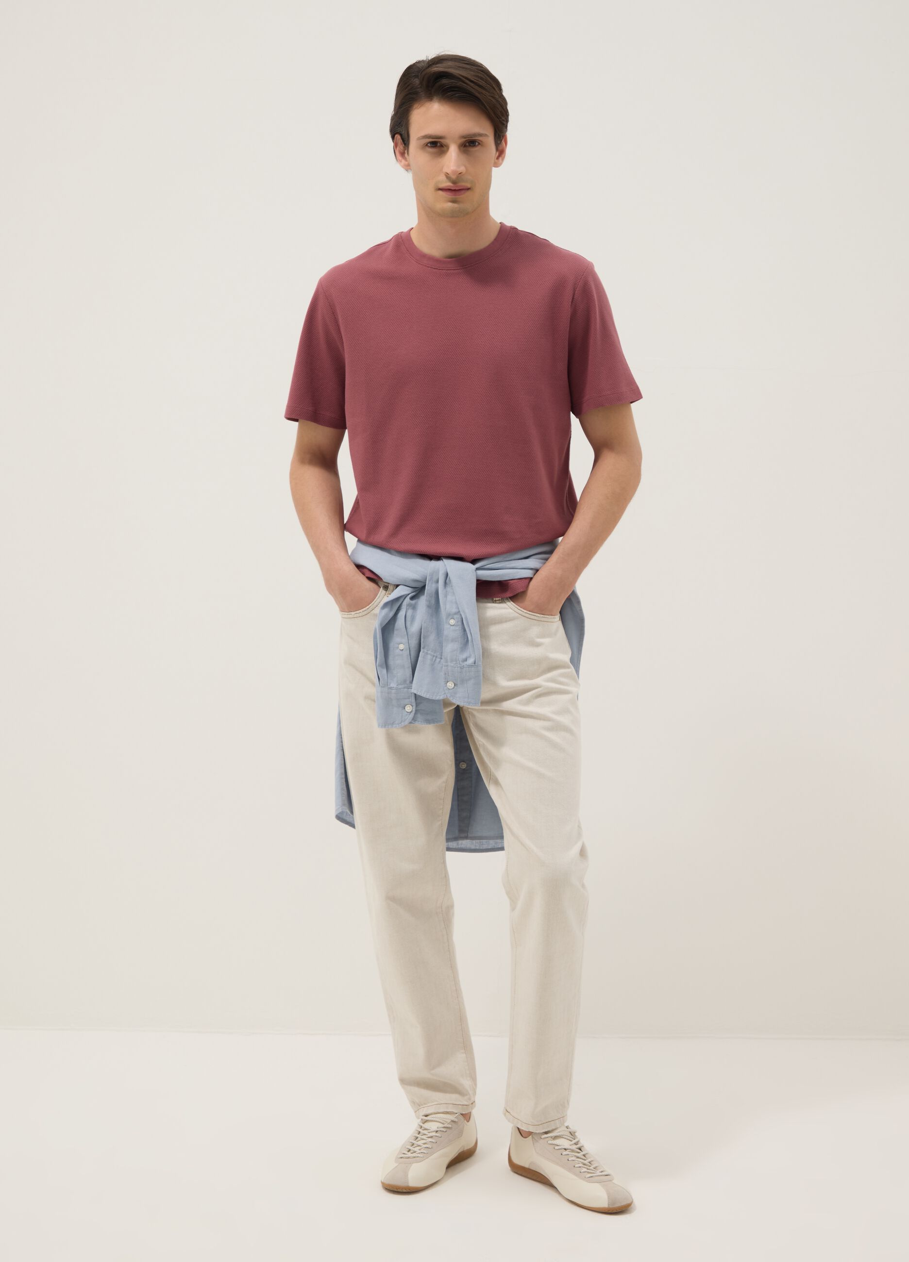 Pink short-sleeve pure cotton T-shirt