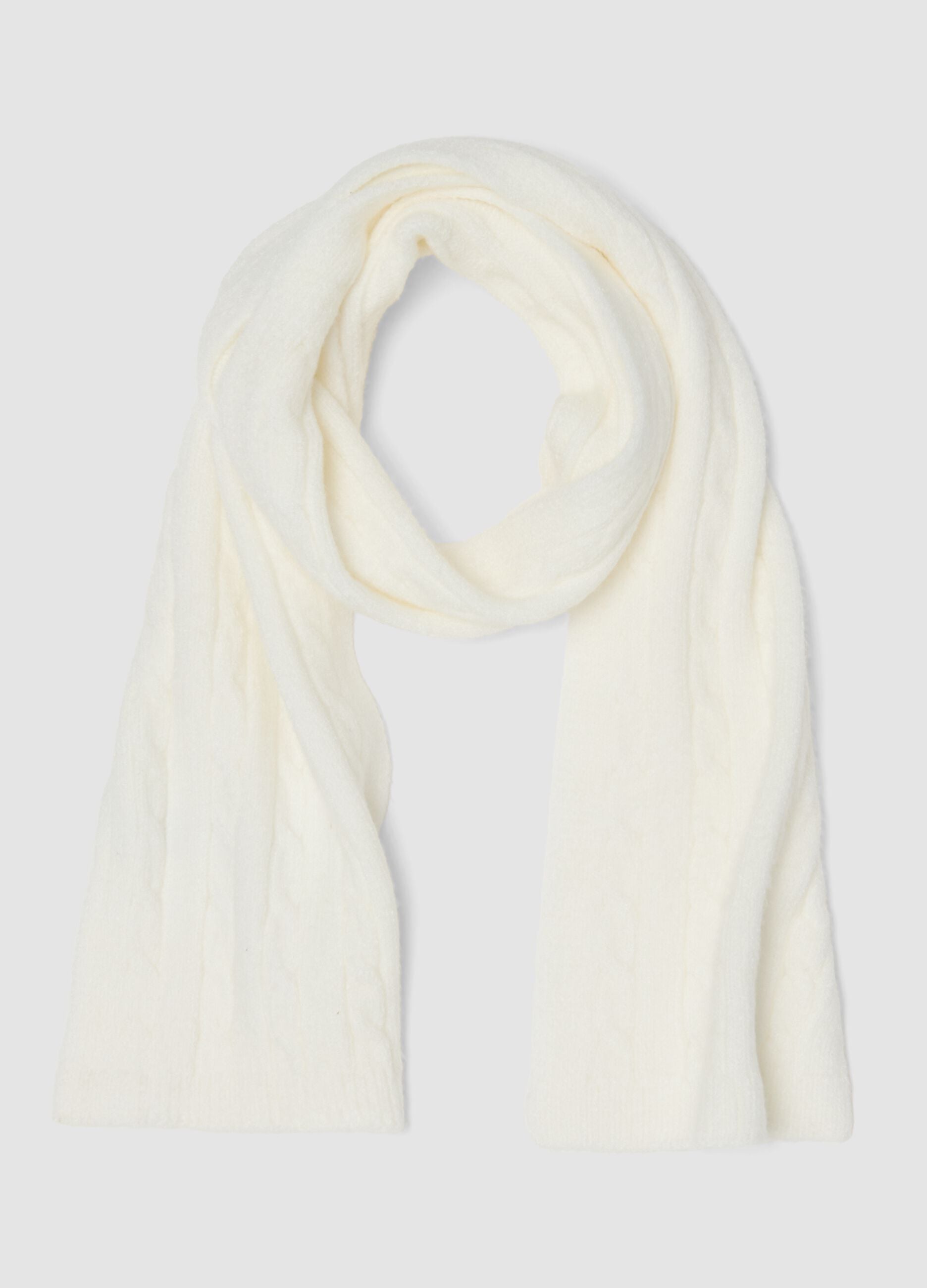 White viscose-blend scarf