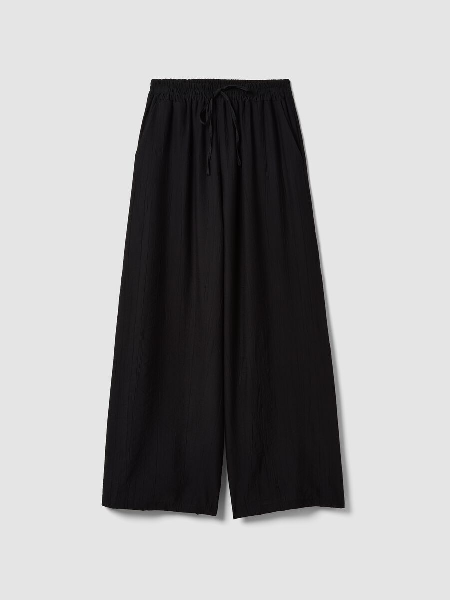 Black palazzo trousers in a viscose blend_0