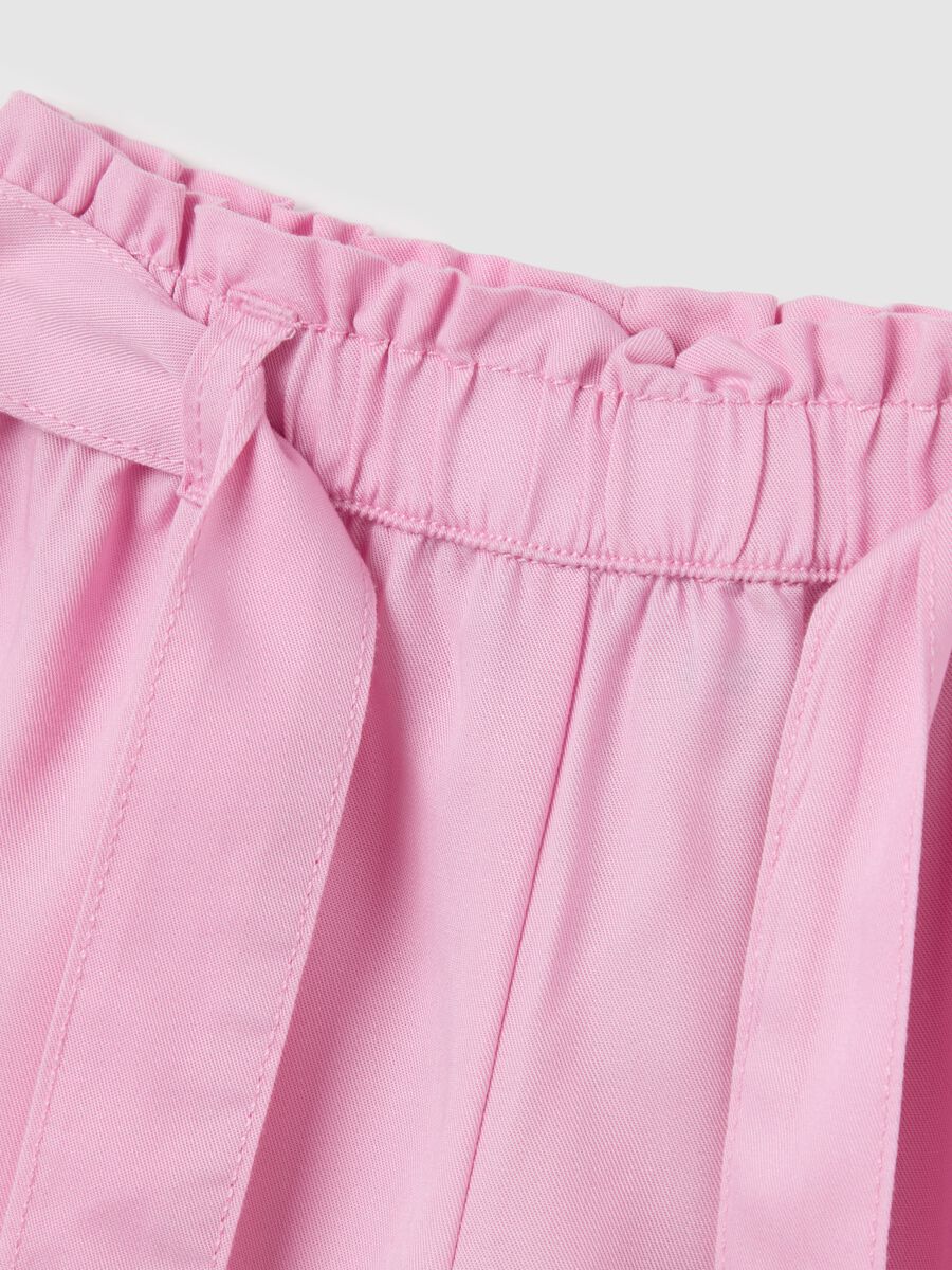 Girls' high-waisted pink lyocell culottes with wide leg_2