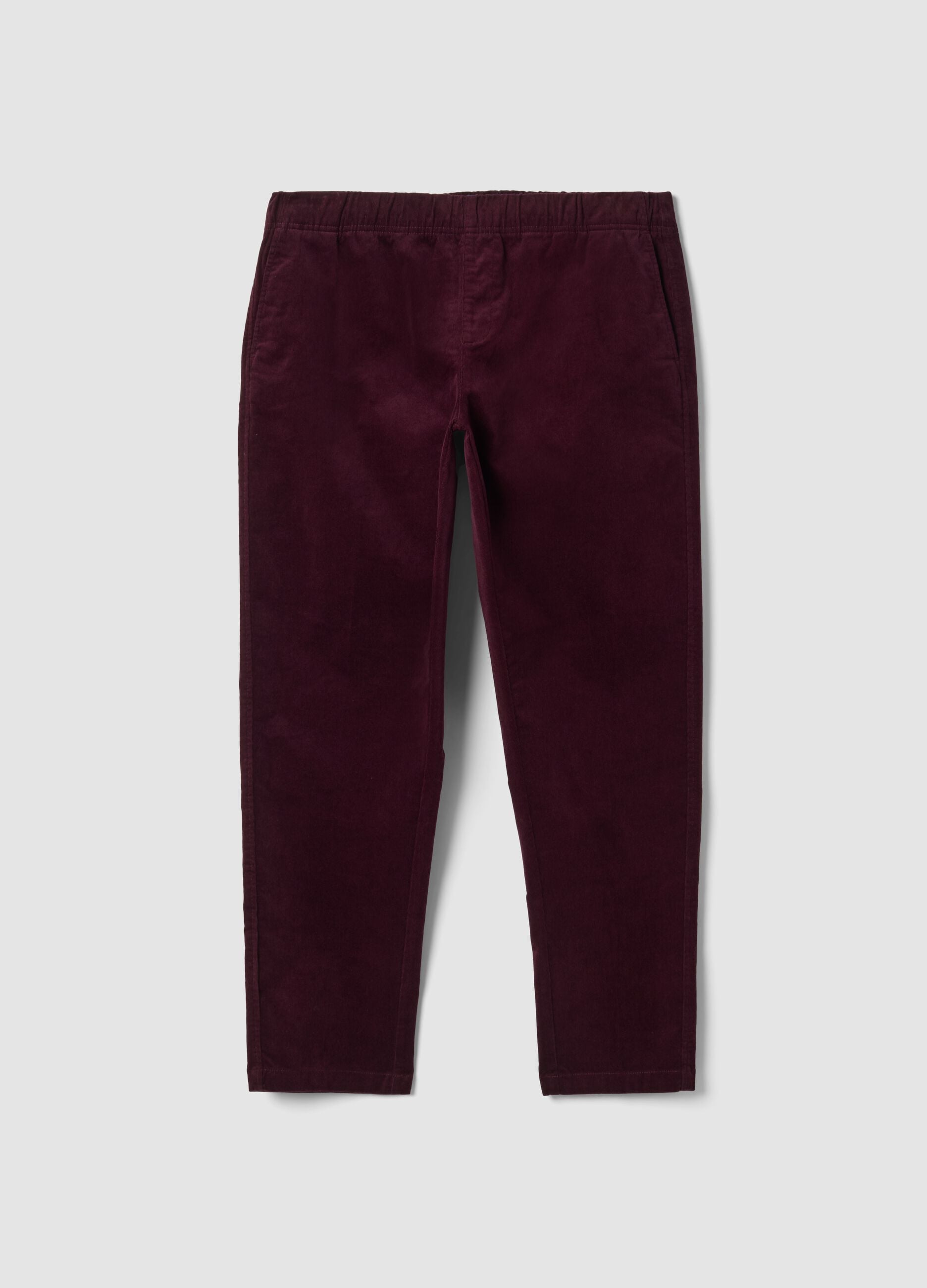 Pantaloni viola in cotone elasticizzato wide leg
