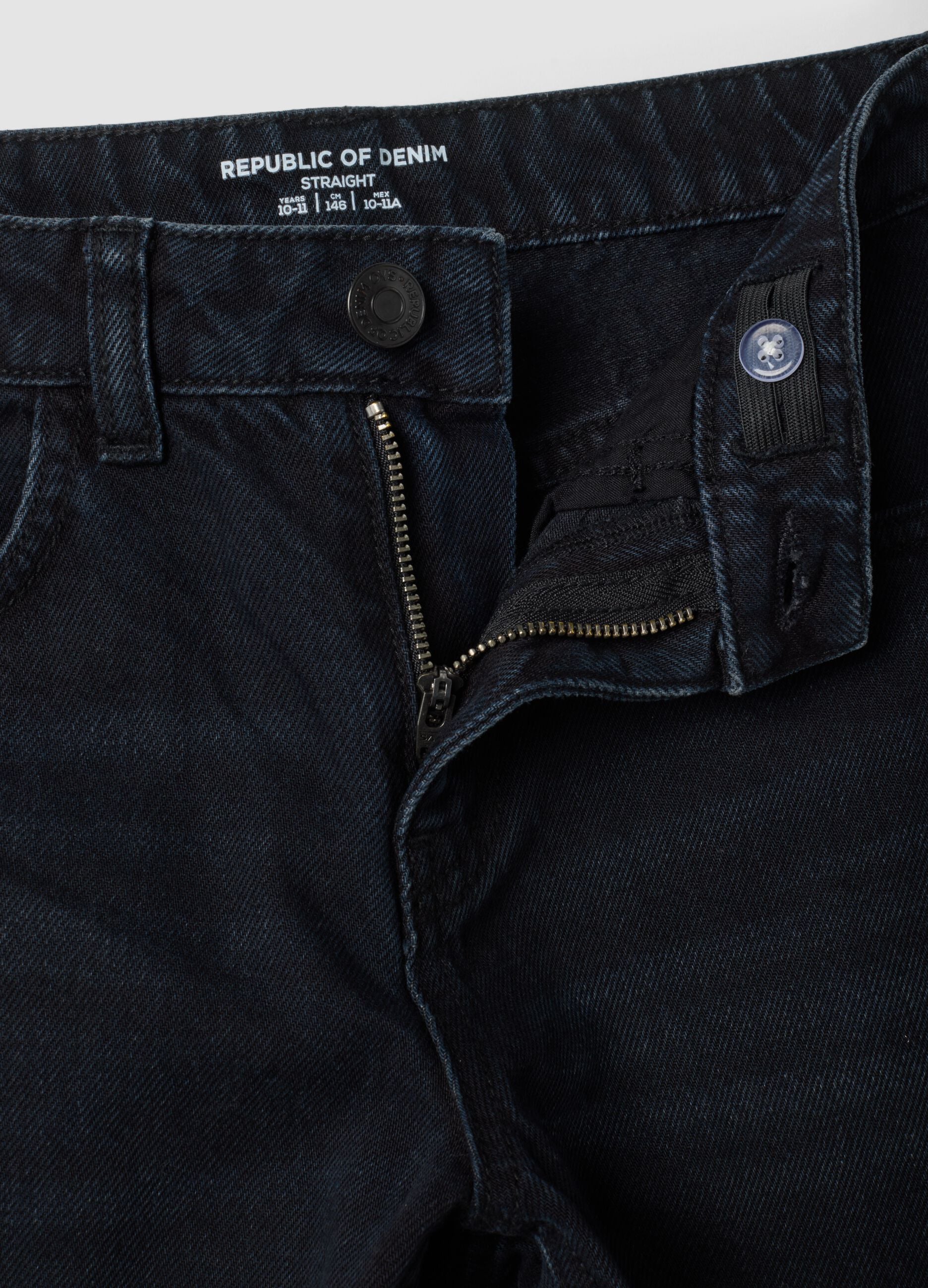 Blue pure cotton straight-fit jeans