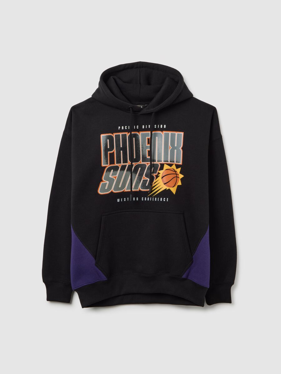Black cotton blend hoodie with Phoenix Suns print_4