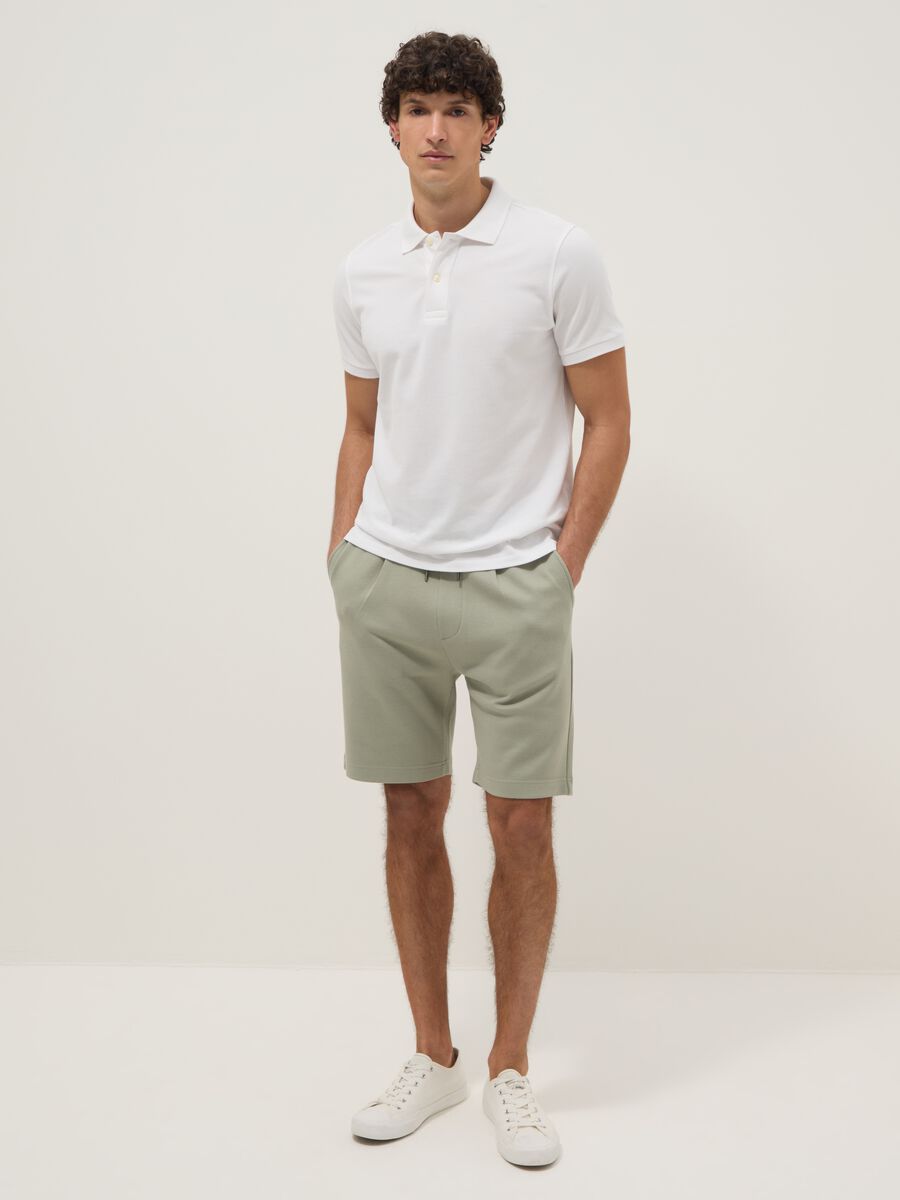 Shorts in puro cotone verde regular fit con coulisse_0