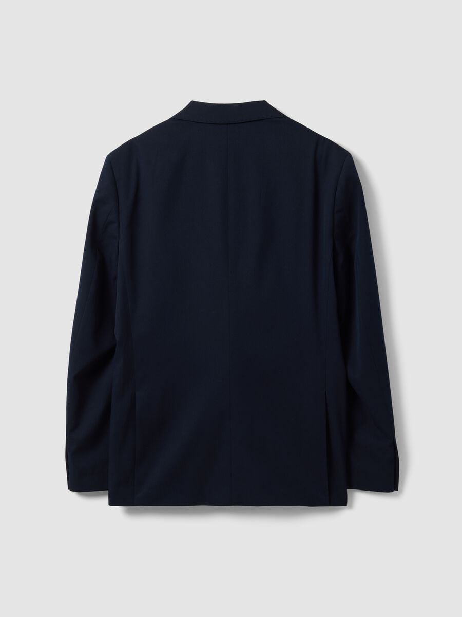 Blazer blu in viscosa elasticizzata con revers classici_6