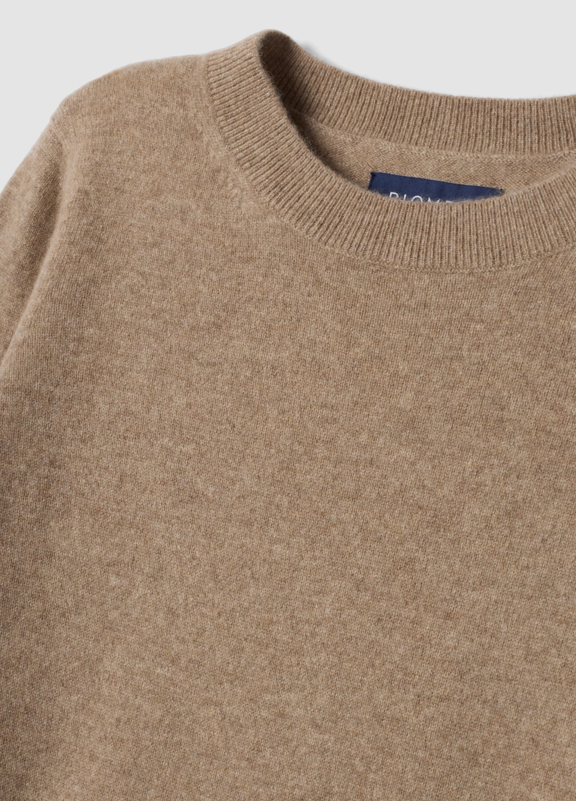 Beige pure cashmere crew-neck jumper