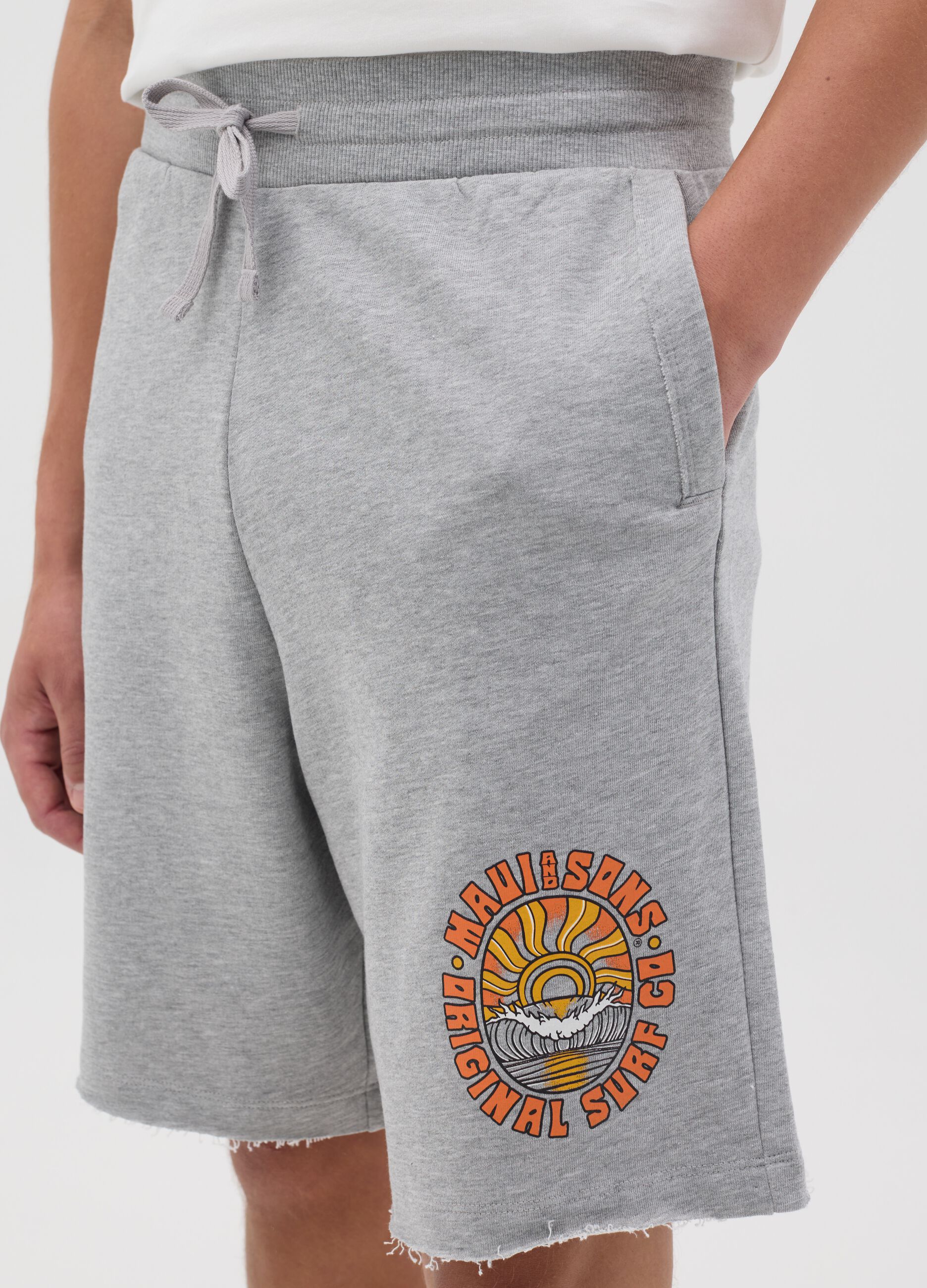 Grey Bermuda shorts in Maui cotton and viscose