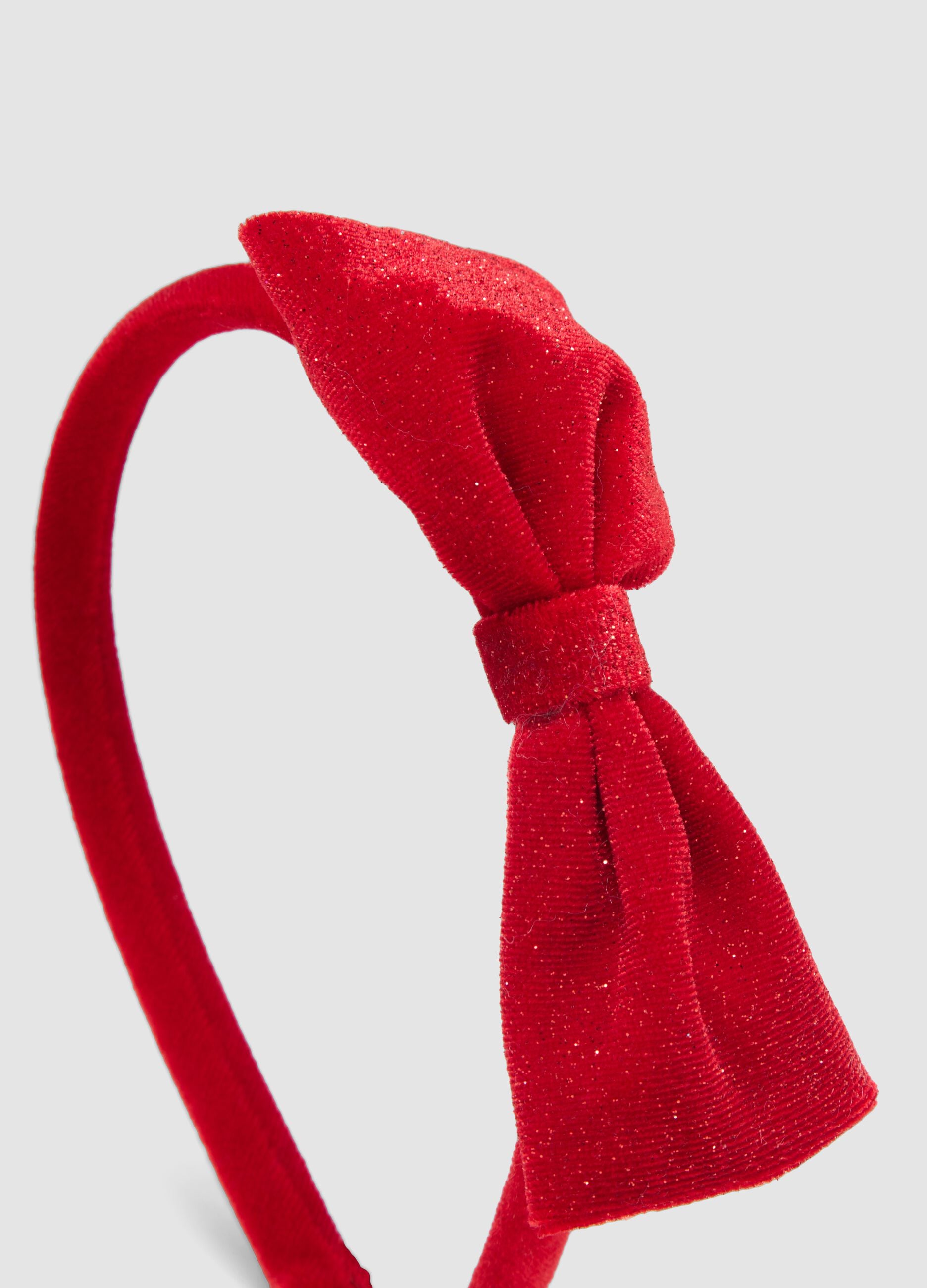 Cerchietto rosso glitter con fiocco