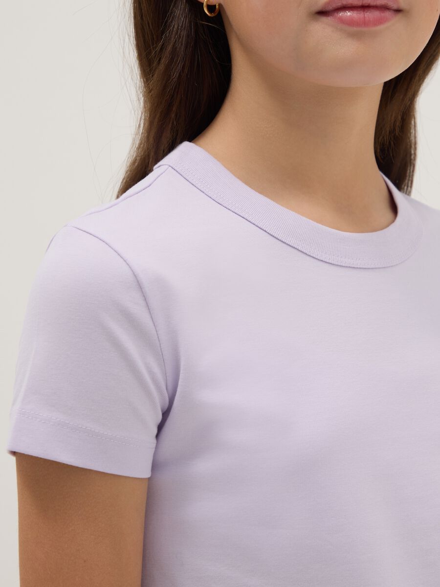 Girls' purple cotton blend T-shirt regular fit_2