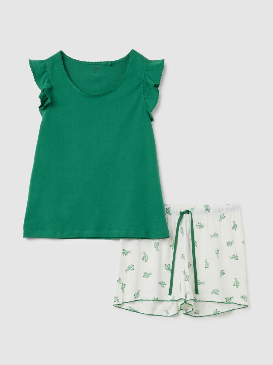 Set pigiama da donna in puro cotone verde regular fit_0