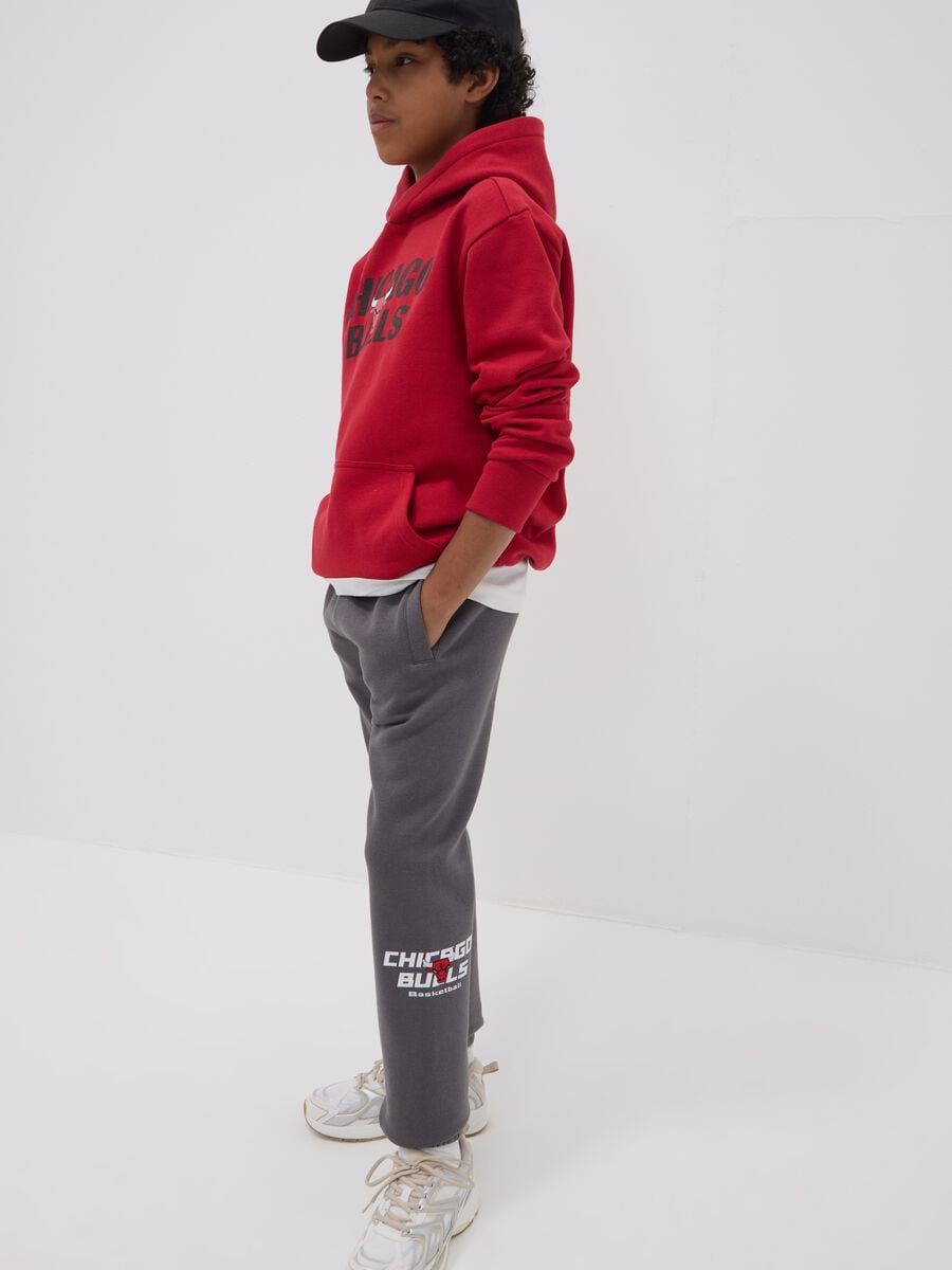 Grey cotton-blend track trousers with Chicago Bulls print_0