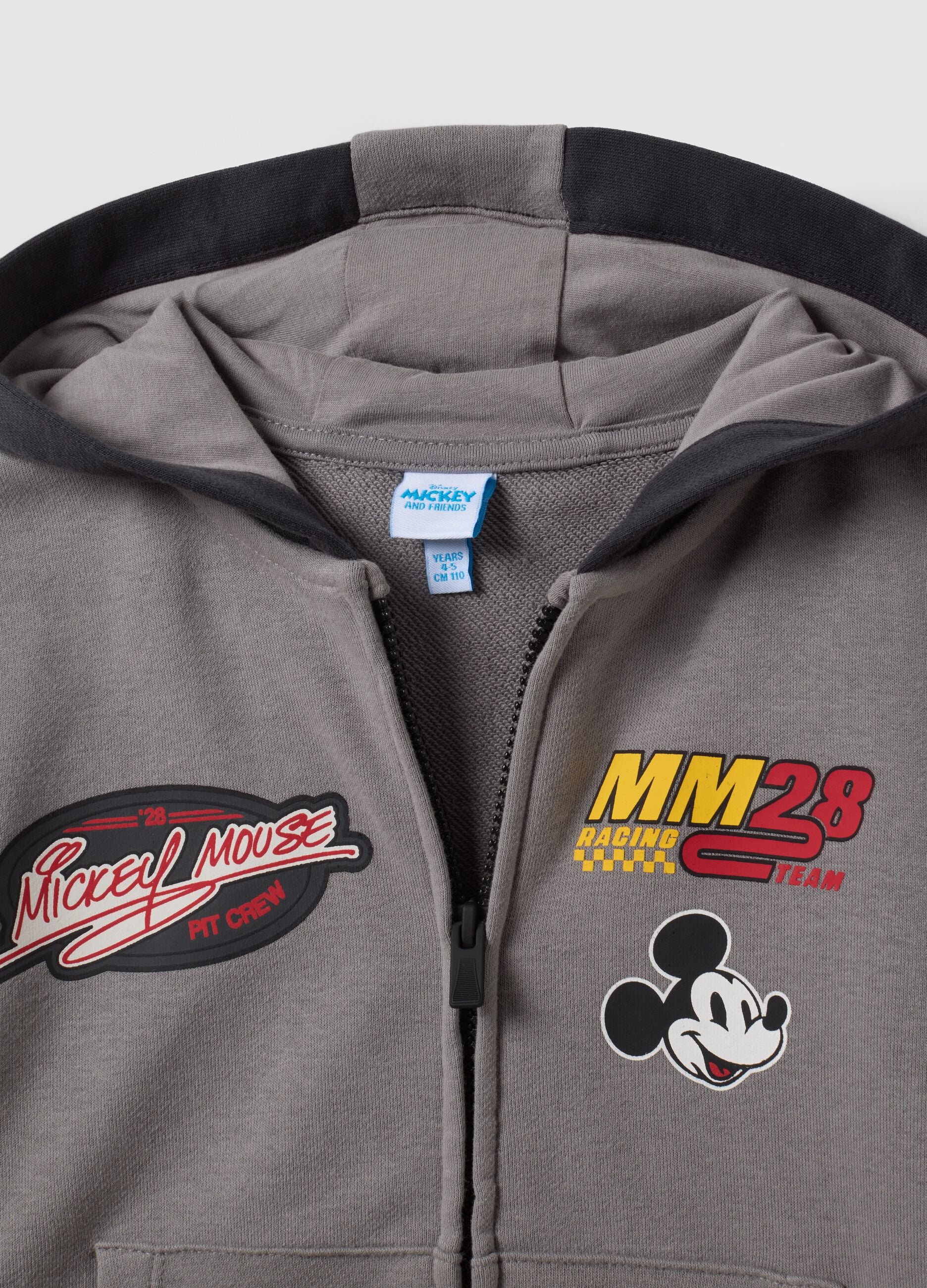 Grey cotton-blend hoodie with Mickey prints for boys