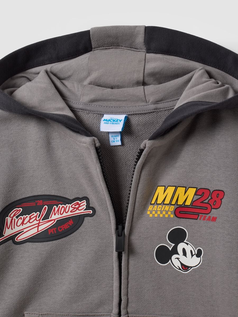 Felpa grigia in misto cotone con cappuccio e stampe Mickey per bambino_2