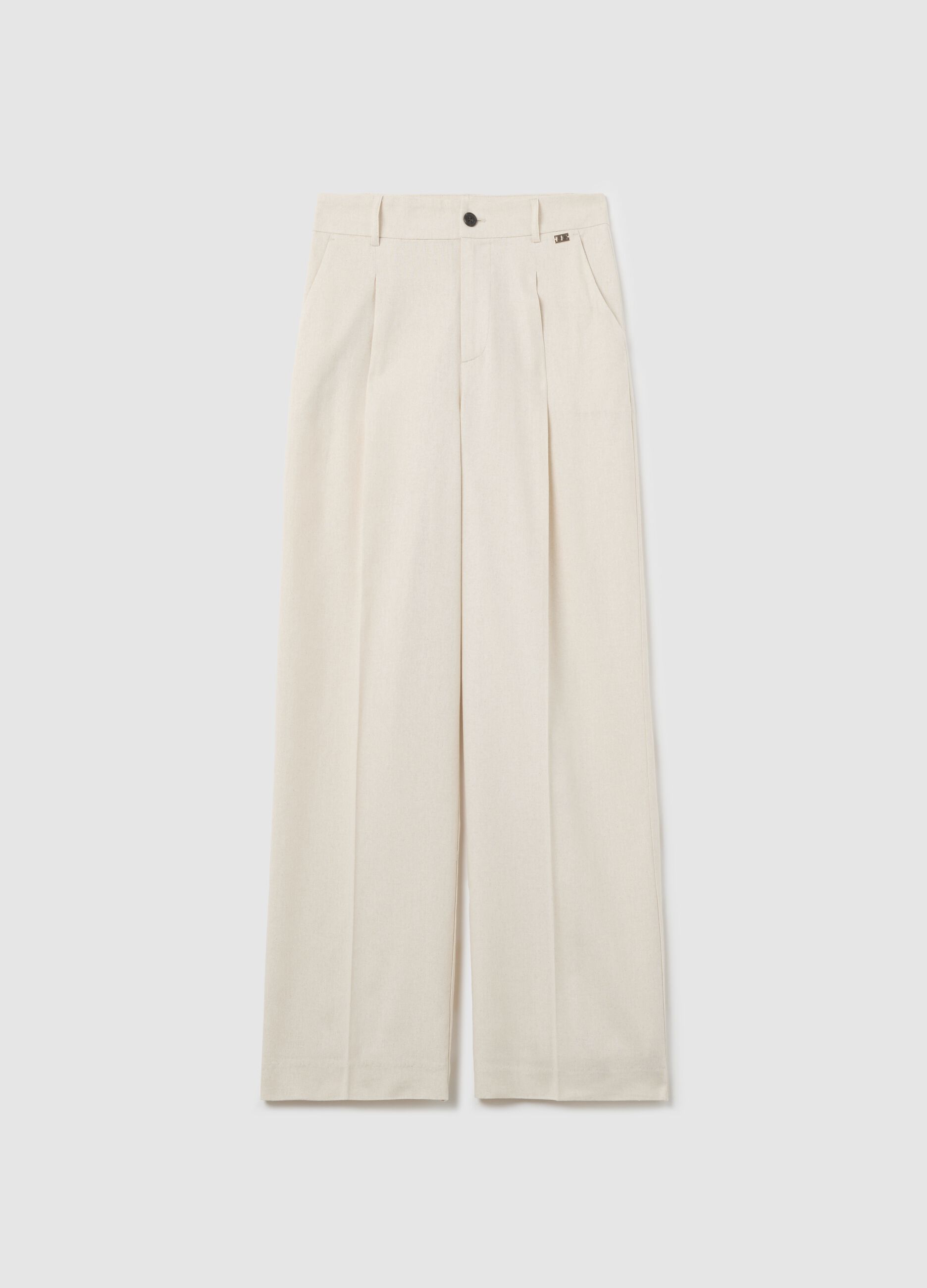 Ivory wide-leg chino trousers