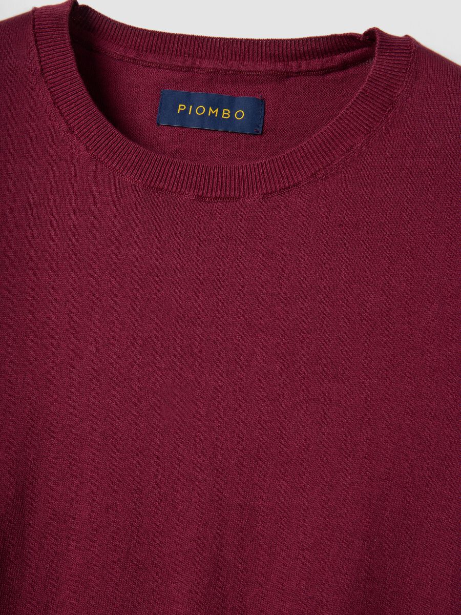 Short sleeve T-shirt in red cotton, linen and silk blend regular fit_5