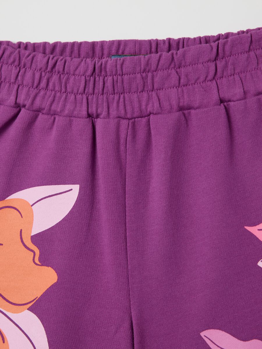 Purple French terry shorts with print_2