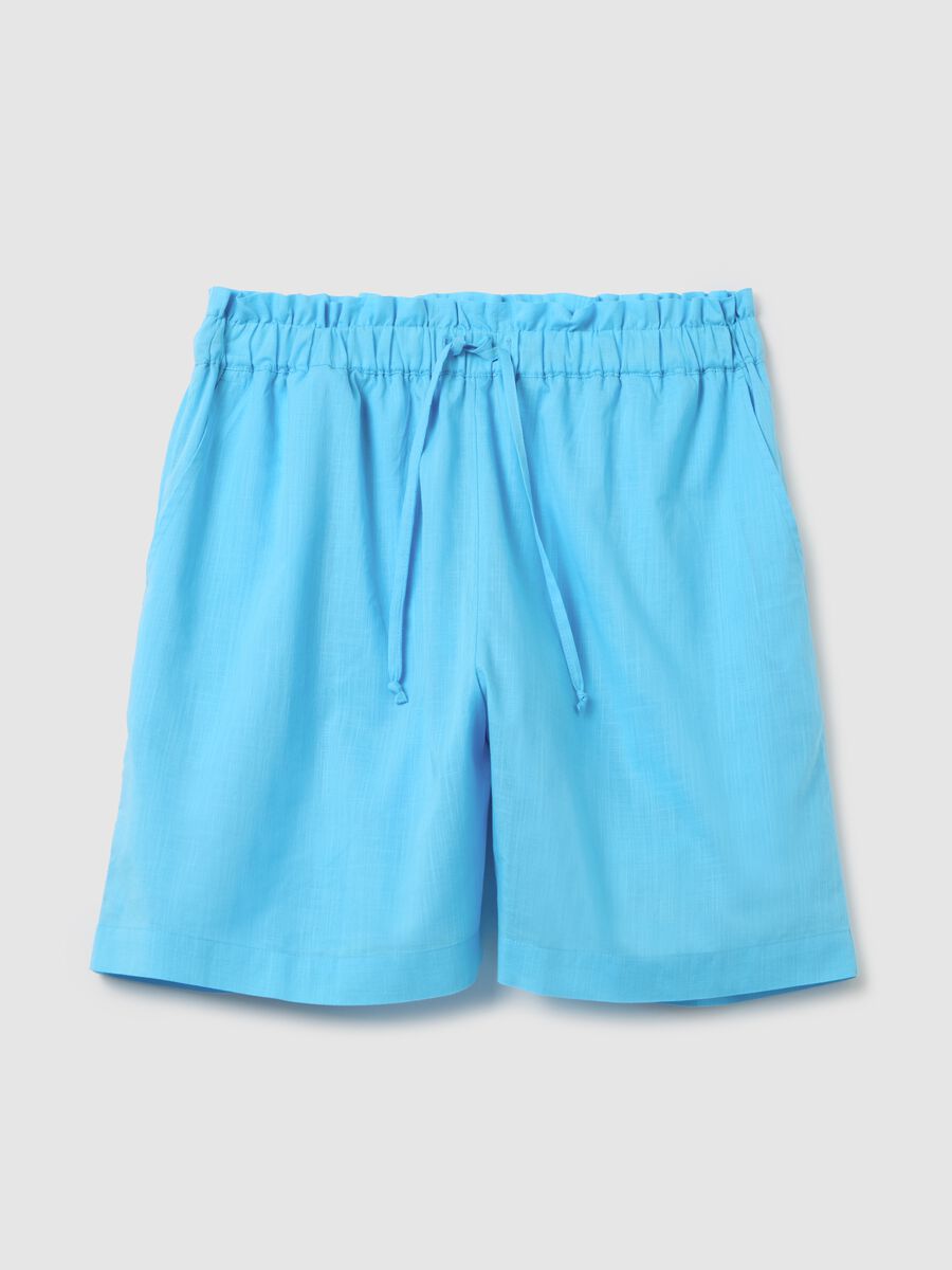 Women's light blue pure cotton shorts with regular fit_4
