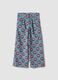 Light Blue Ribbed Stretch Cotton Patterned Trousers_0