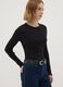 T-shirt nera in puro cotone a maniche lunghe girocollo regular fit_2