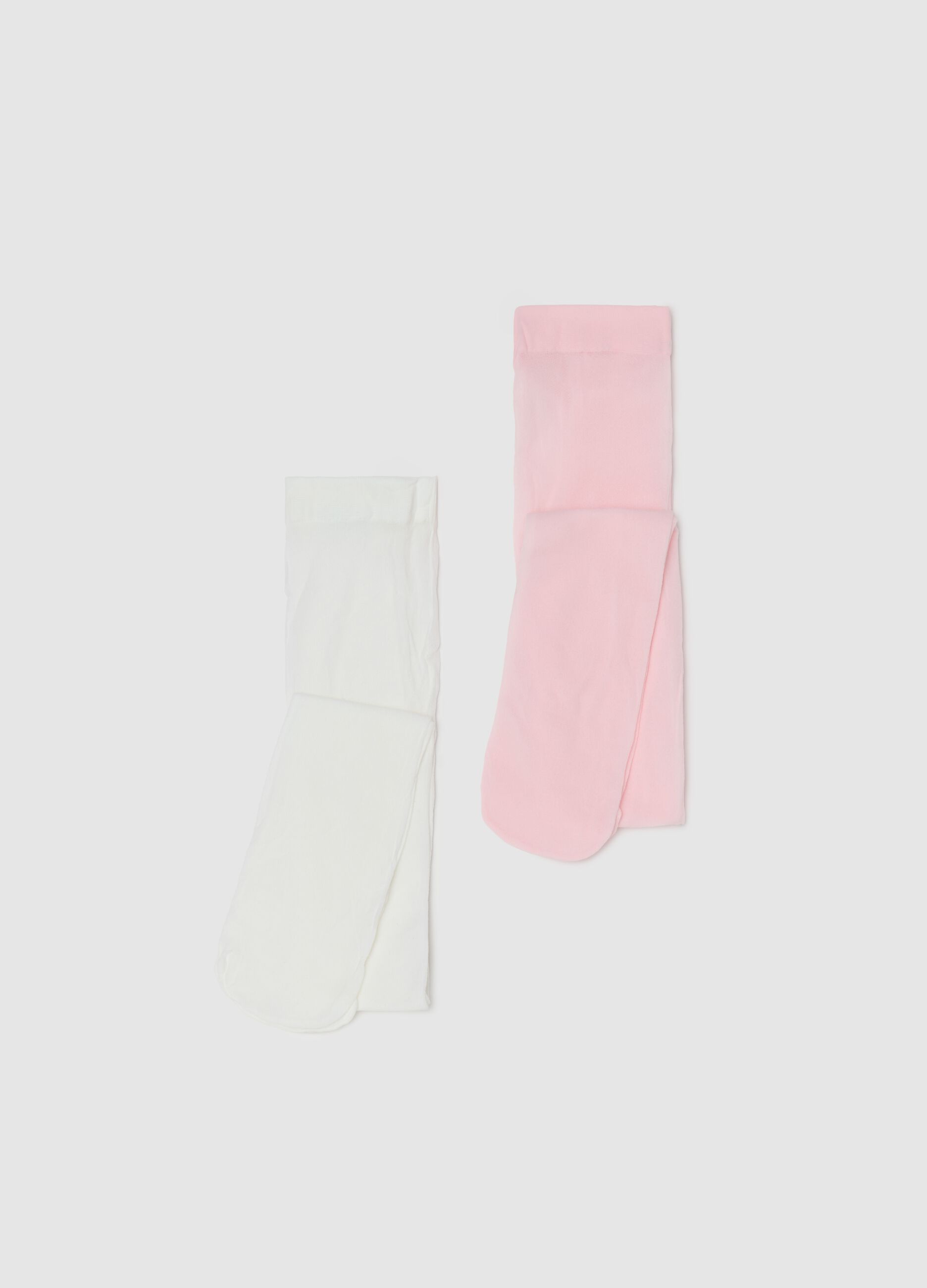 Bipack collant in microfibra bianco rosa