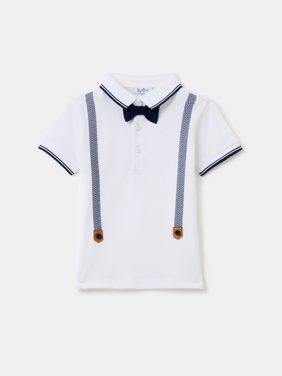 Piquet polo shirt with bow tie and braces_0