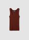 Brown viscose blend fitted tank top_4