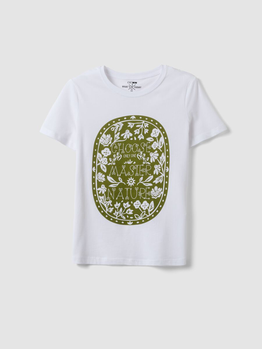 Regular fit white pure cotton T-shirt with print_0