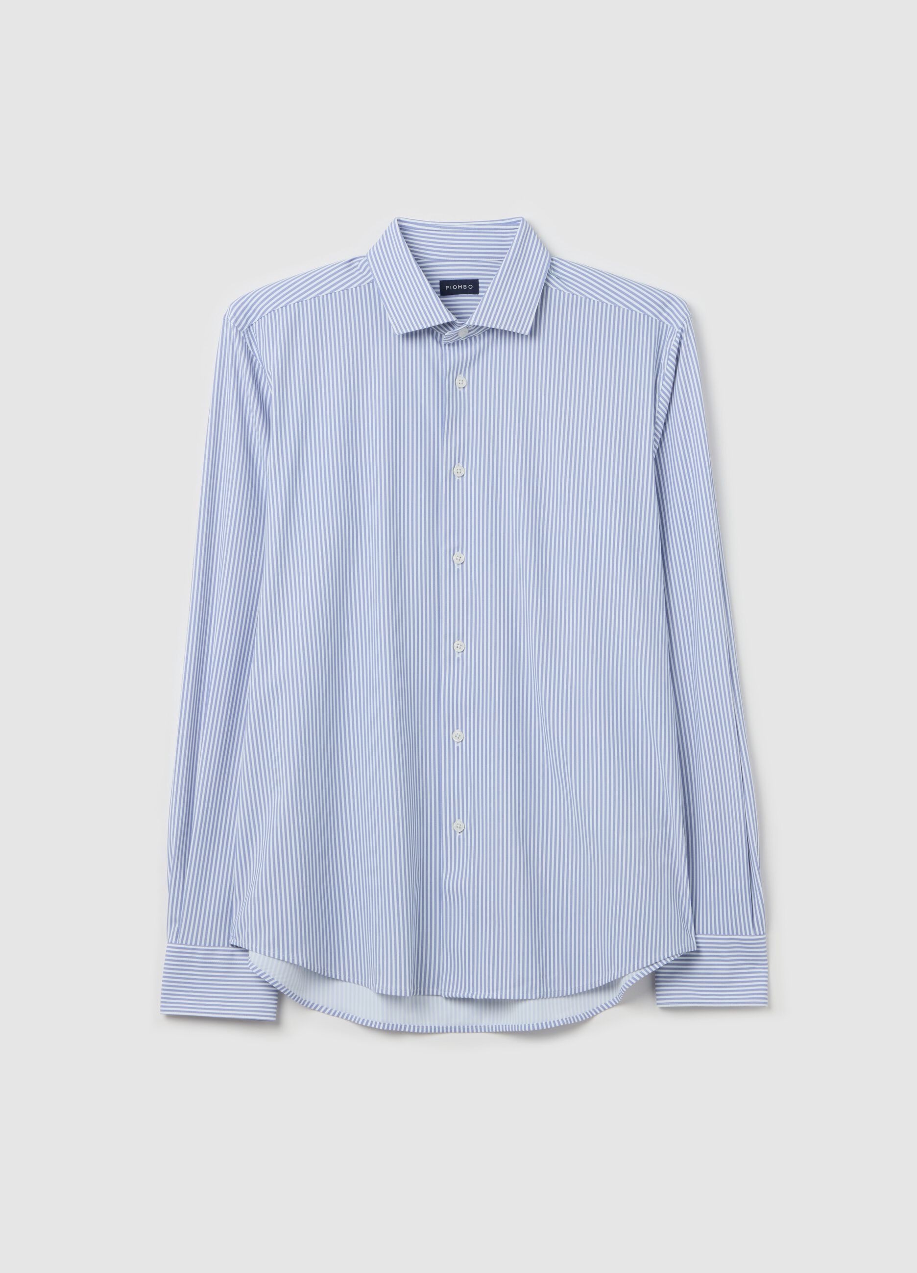 Camicia regular fit in tessuto tecnico a righe