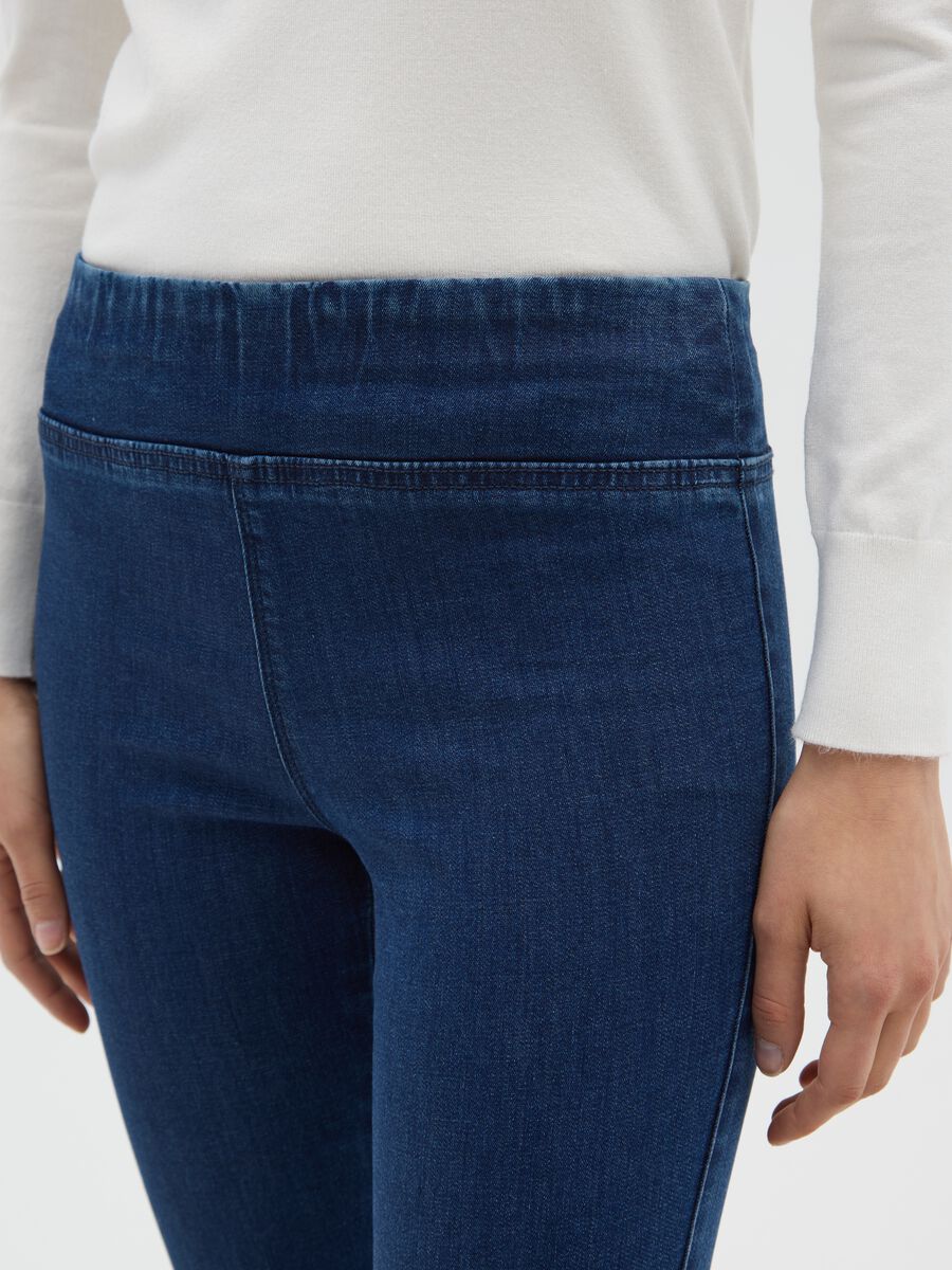 Blue Cotton Blend Flare Trousers_3