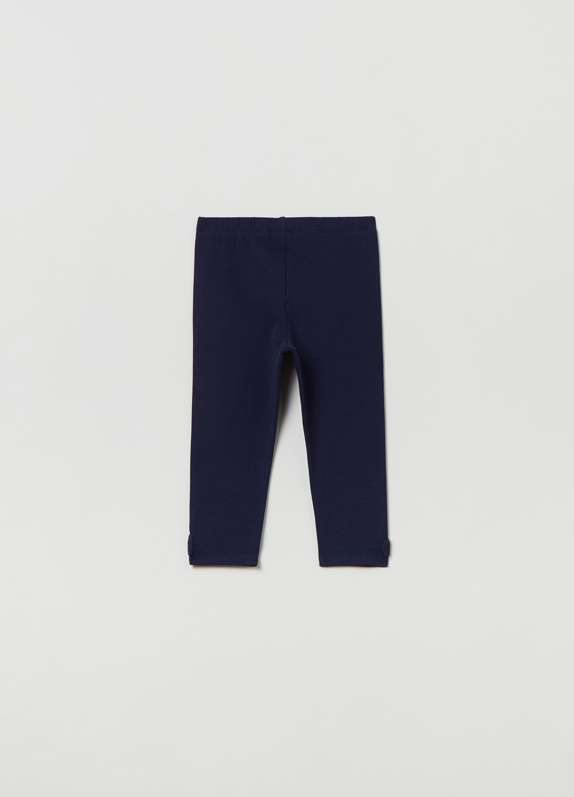 Leggings in cotone stretch con fiocchetti_1