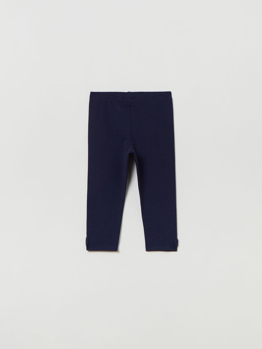Leggings in cotone stretch con fiocchetti_1