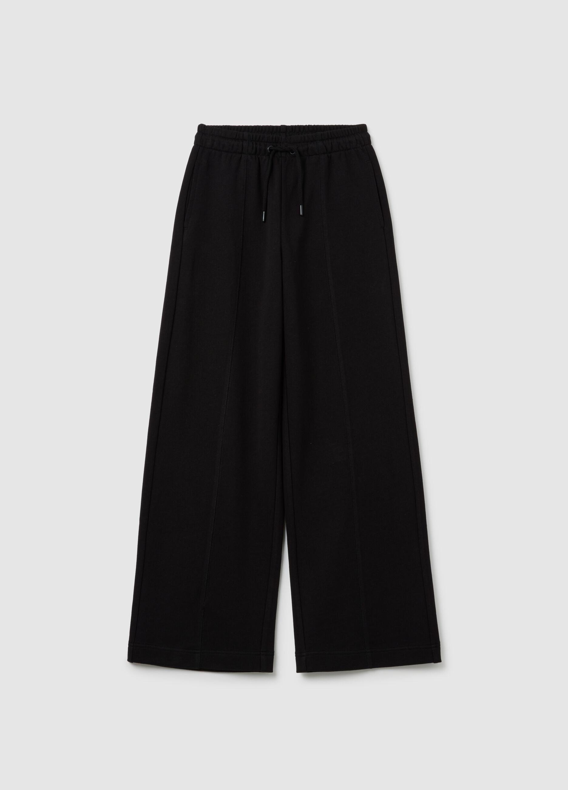 Girls' black cotton trousers regular fit