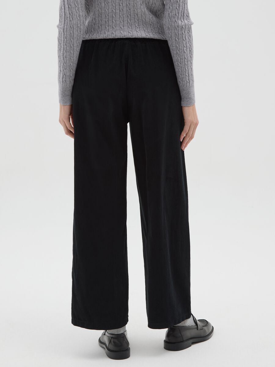 Black pure cotton trousers with elasticated waist_2