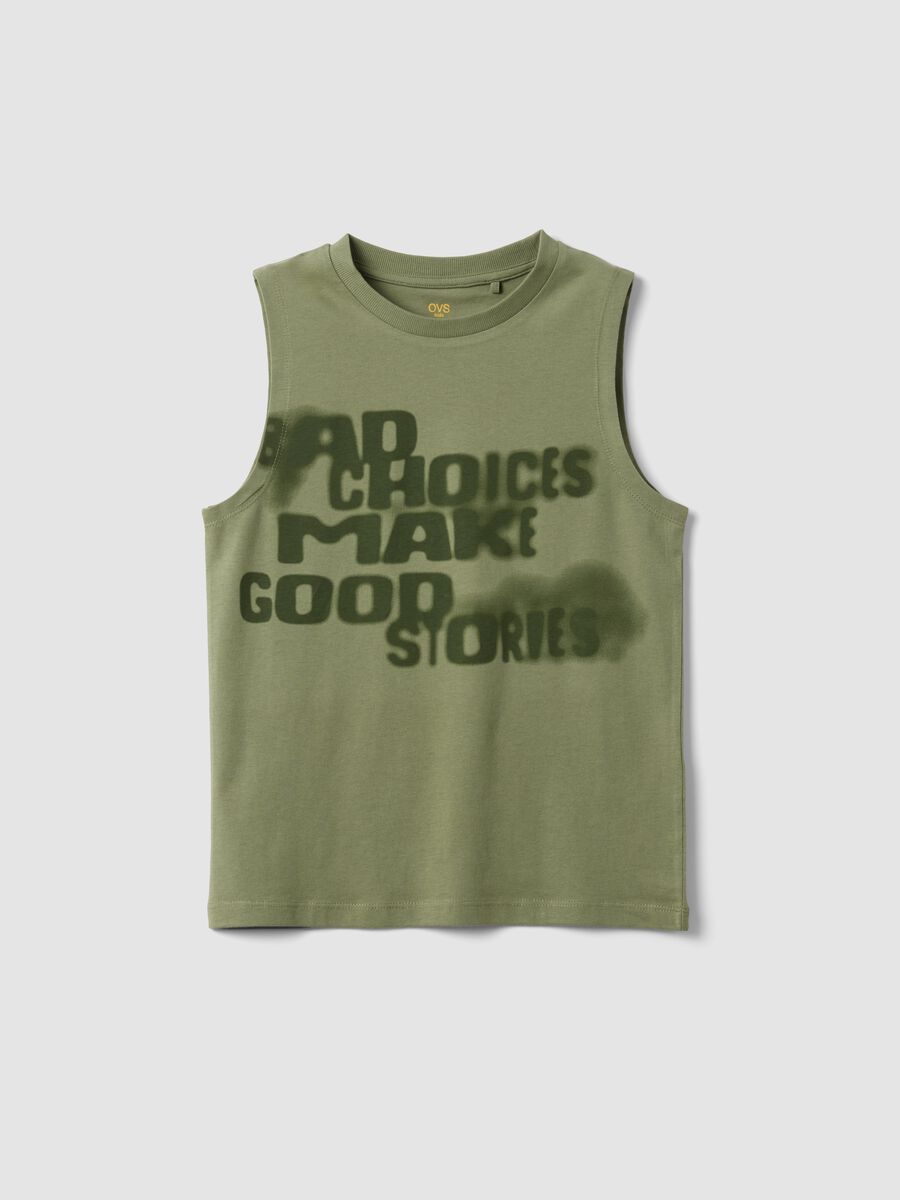 Green pure cotton oversized vest top_0