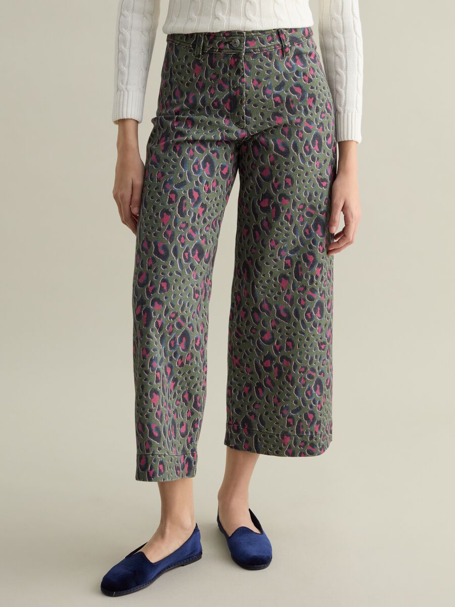 Wide-leg trousers with animal print pattern_1
