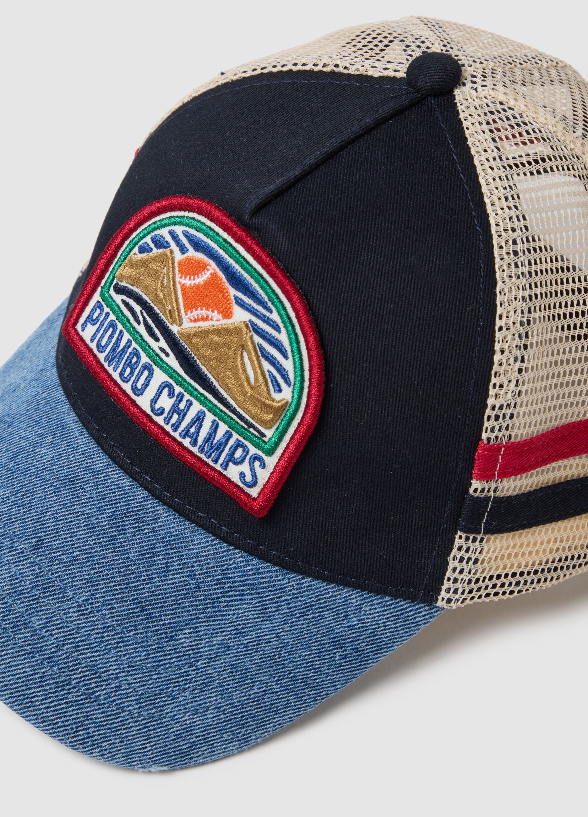 Multicolour pure cotton kids' baseball cap with mesh