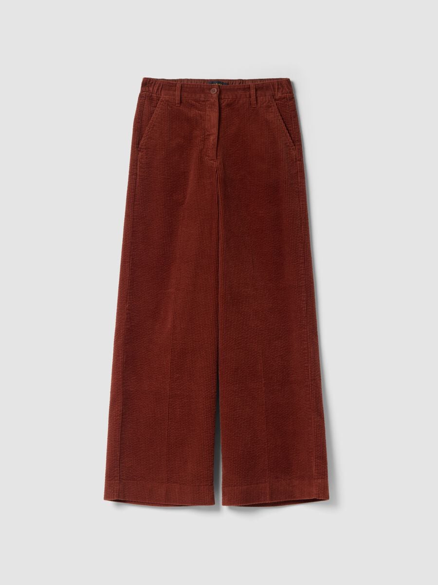 Orange pure cotton regular-fit ribbed trousers_4