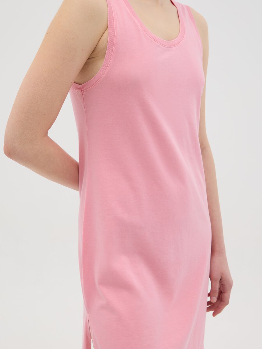 Women’s long pink dress in 100% cotton_2
