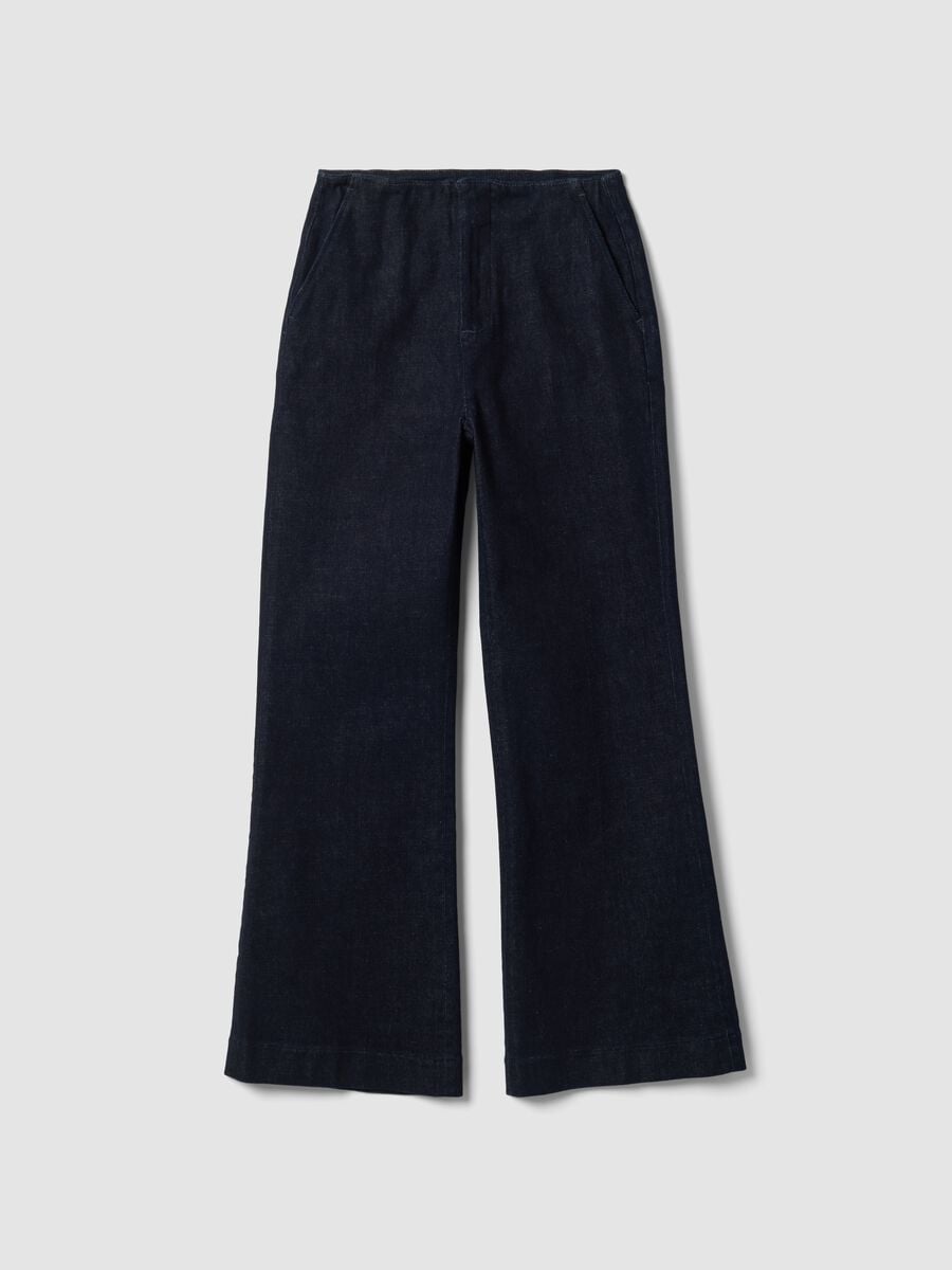 Jeans blu in cotone elasticizzato straight fit_0