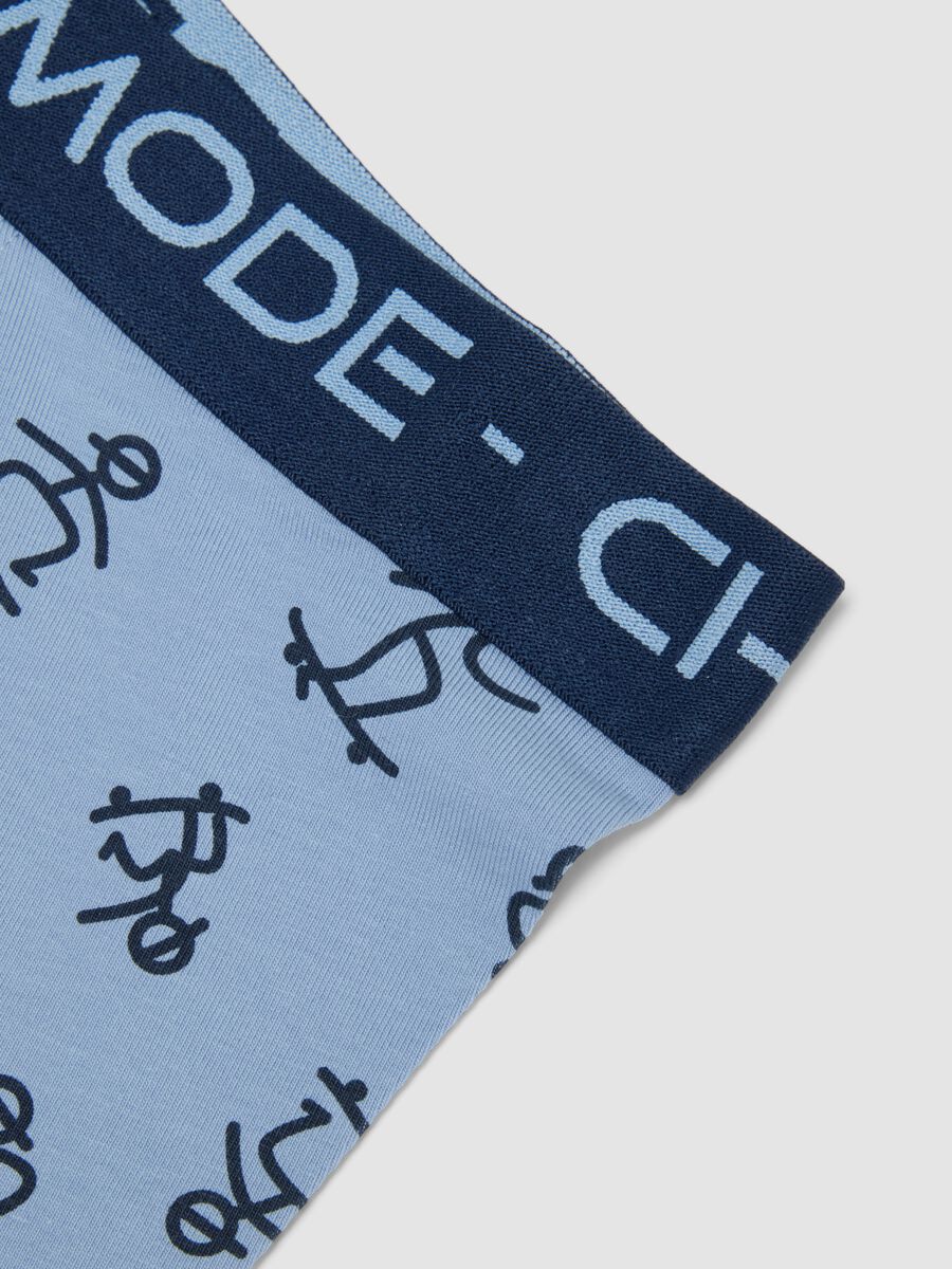 Boxer azzurro in cotone organico con stampa all over per bambino e ragazzo_3