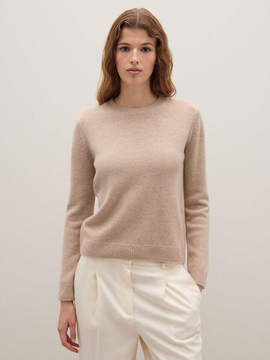 Maglione beige in lana e cashmere_0