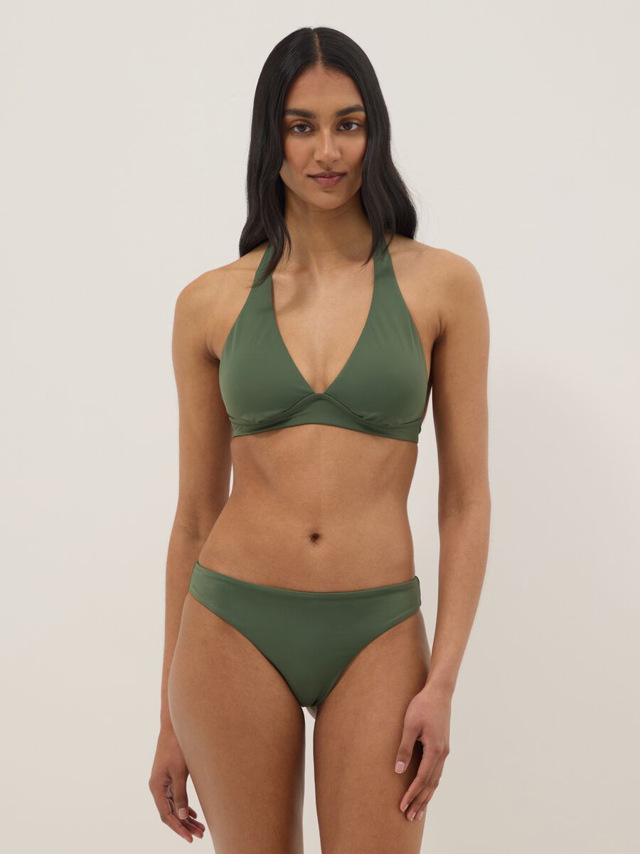 Top bikini elasticizzato verde a triangolo_1