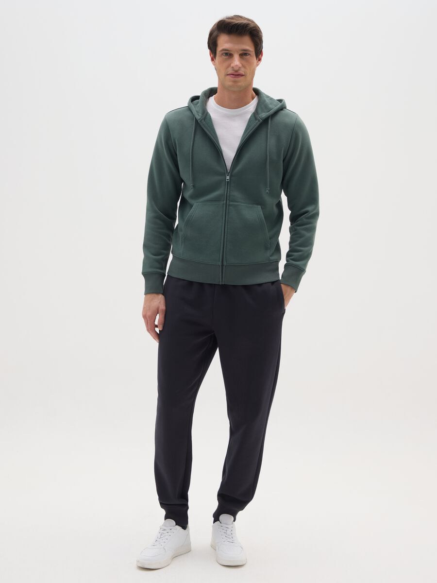 Green cotton-blend zip-up hoodie, regular fit_1