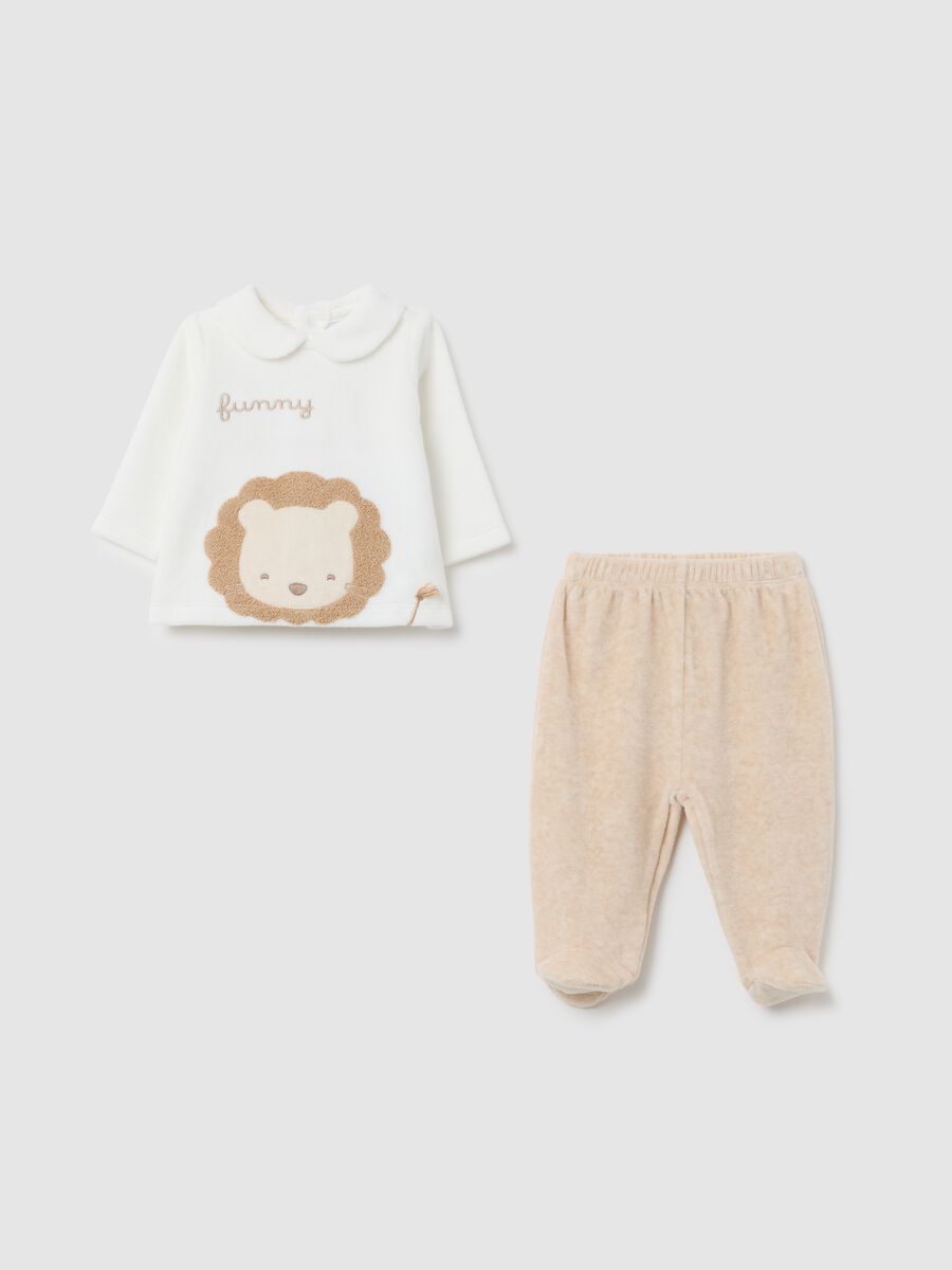 Newborn set in white and beige cotton blend_0