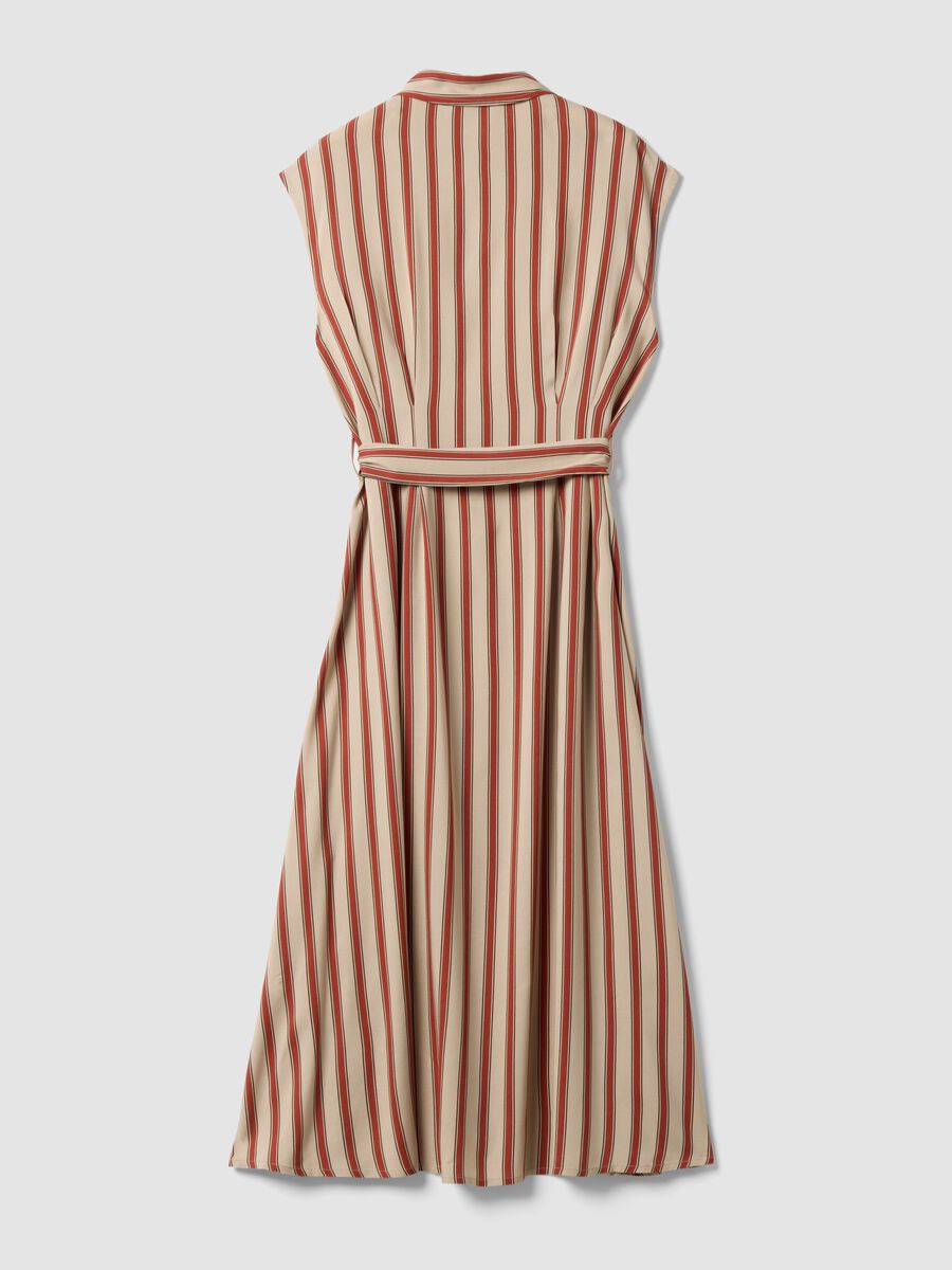 Multicolour pure viscose striped midi dress, regular fit_5