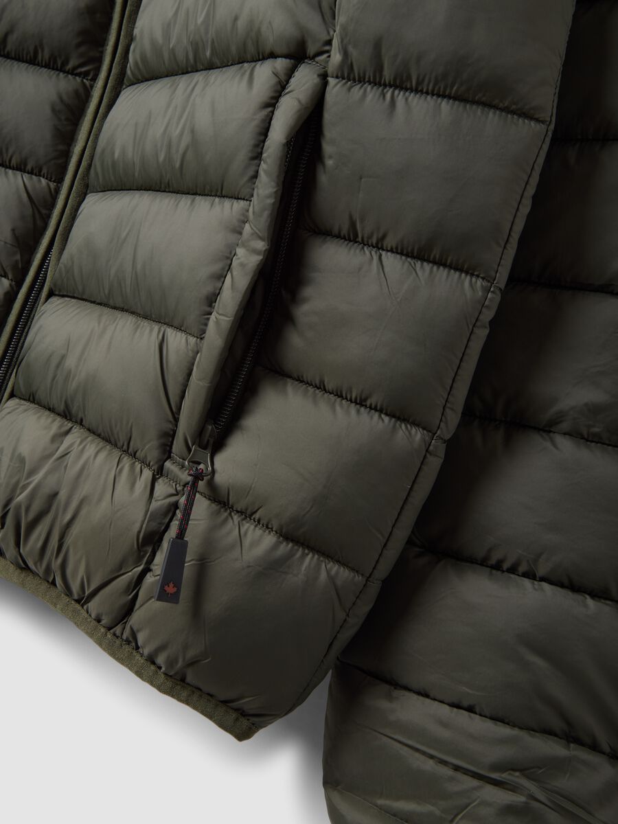 Green padded jacket with high neck and zip_1