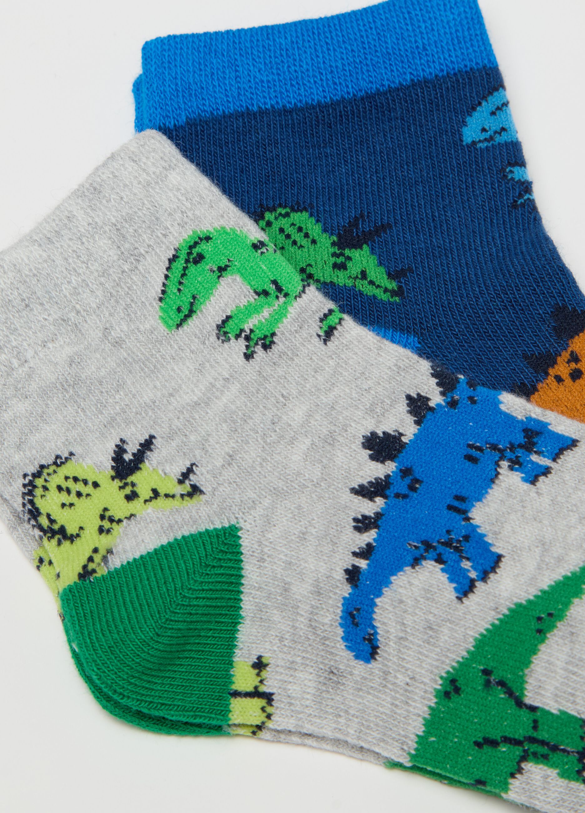 Five-pair pack short socks with dinosaurs design