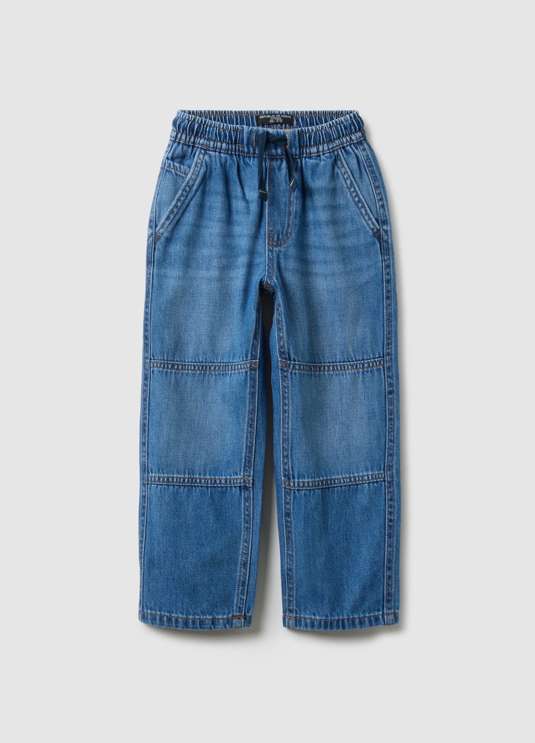 Boys' blue denim cotton blend relaxed fit jeans